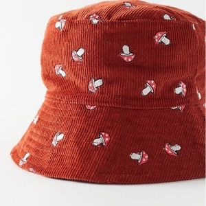 Uo Embroidered Corduroy Mushroom Bucket 